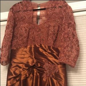 3/4 Sleeve Gown with Appliqué Fall Wedding Dress